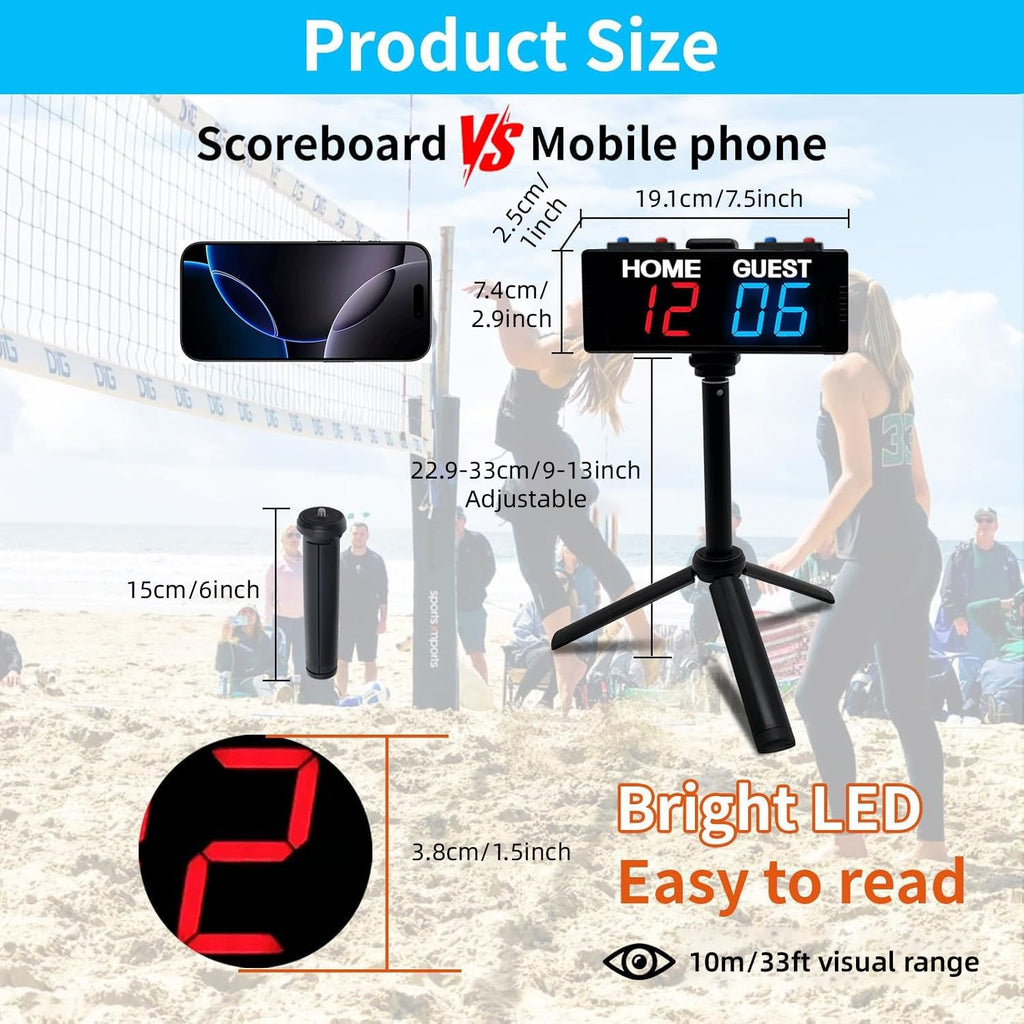 Battery Powered Scoreboard Clock Timer with Buttons, Portable Digital Scoreboard with Remote, Electronic Scoreboard