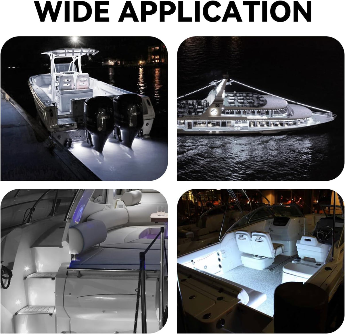 4-Pack IP68 LED Boat Interior Courtesy Lights Dia 1 Inch, White
