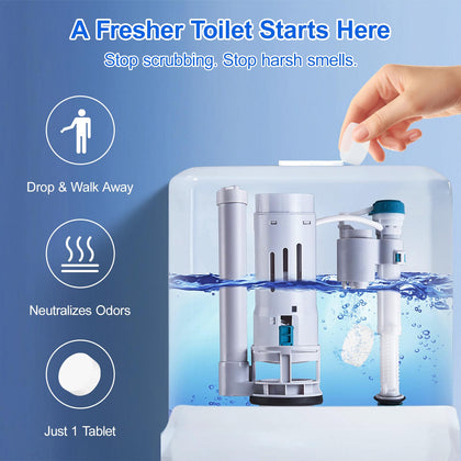 Automatic Toilet Bowl Cleaner Tablets, Fresh Scent, 50 Pack, Safe for Tanks and Pipes, Deodorizing and Descaling