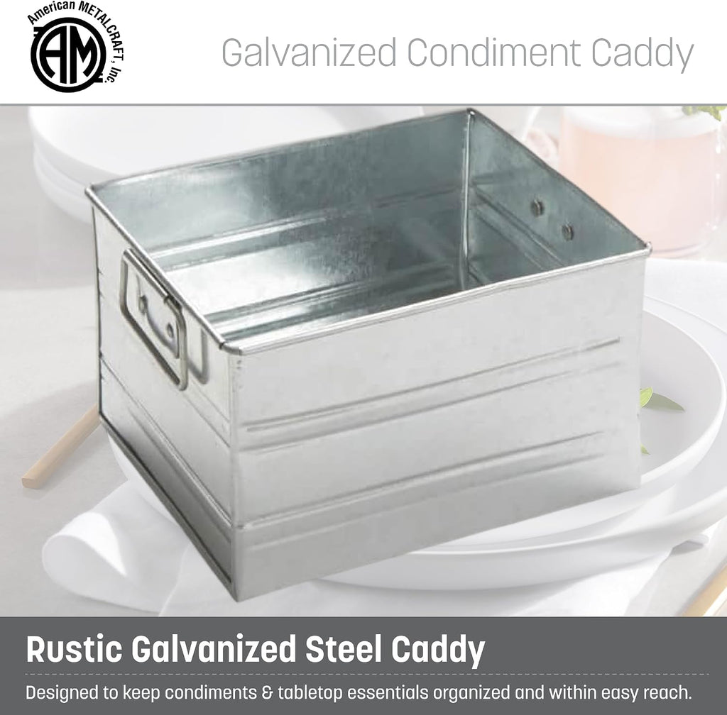 MTUB7 Galvanized Condiment Caddy, Galvanized, 7" Length, 5-3/4" Width, 4" Height