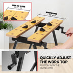 Folding Workbench w/Vise, 8-12" Adjustable Width, Portable