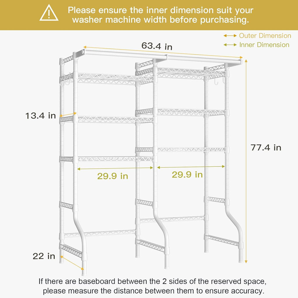 U13 Over Washer and Dryer Storage Shelves, Laundry Room Standing Shelf