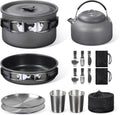 6/10/11/12/14/15/19 PCS Camping Cookware Mess Kit Camping Gear Campfire Utensils Lightweight Stackable Pot Pan Bowls