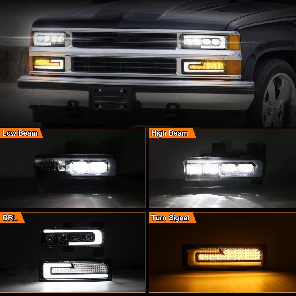LED Headlight Assembly for 1988-1998 Chevy/GMC Silverado Tahoe