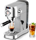 Espresso Machine 20 Bar, Compact Espresso Coffee Machine with Milk Frother, Stainless Steel Coffee Maker with 34oz