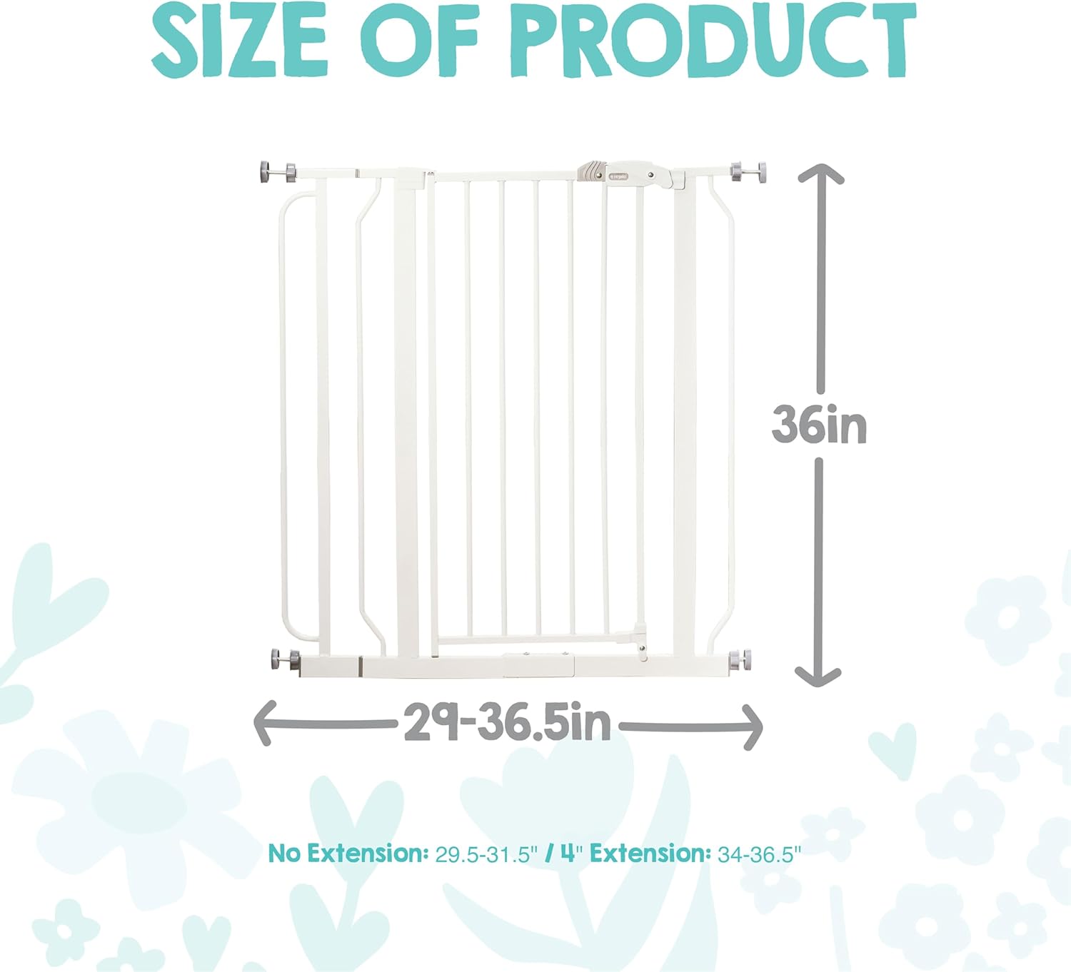 Safety 36" Extra Tall Baby Gate for Doorways & Bottom of Stairs, Pressure Mounted Walk Through Gate for Babies