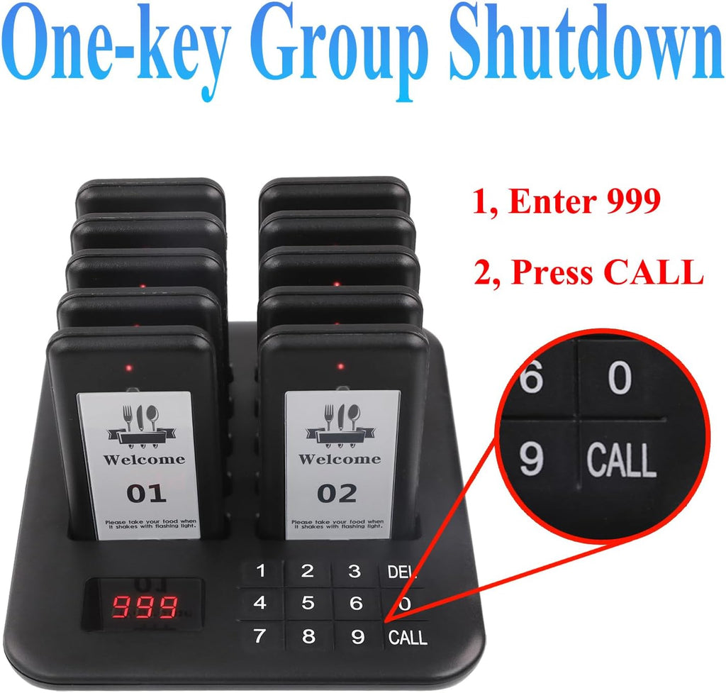 Restaurant Pager System, 10 Buzzers, Pagers for Food Truck