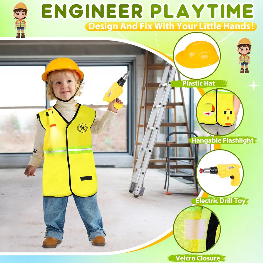 Toddler Dress Up Clothes,4 In 1 Role Play Costumes for kids 3–8 | Includes Police, Doctor,Fireman,Engineer for kids