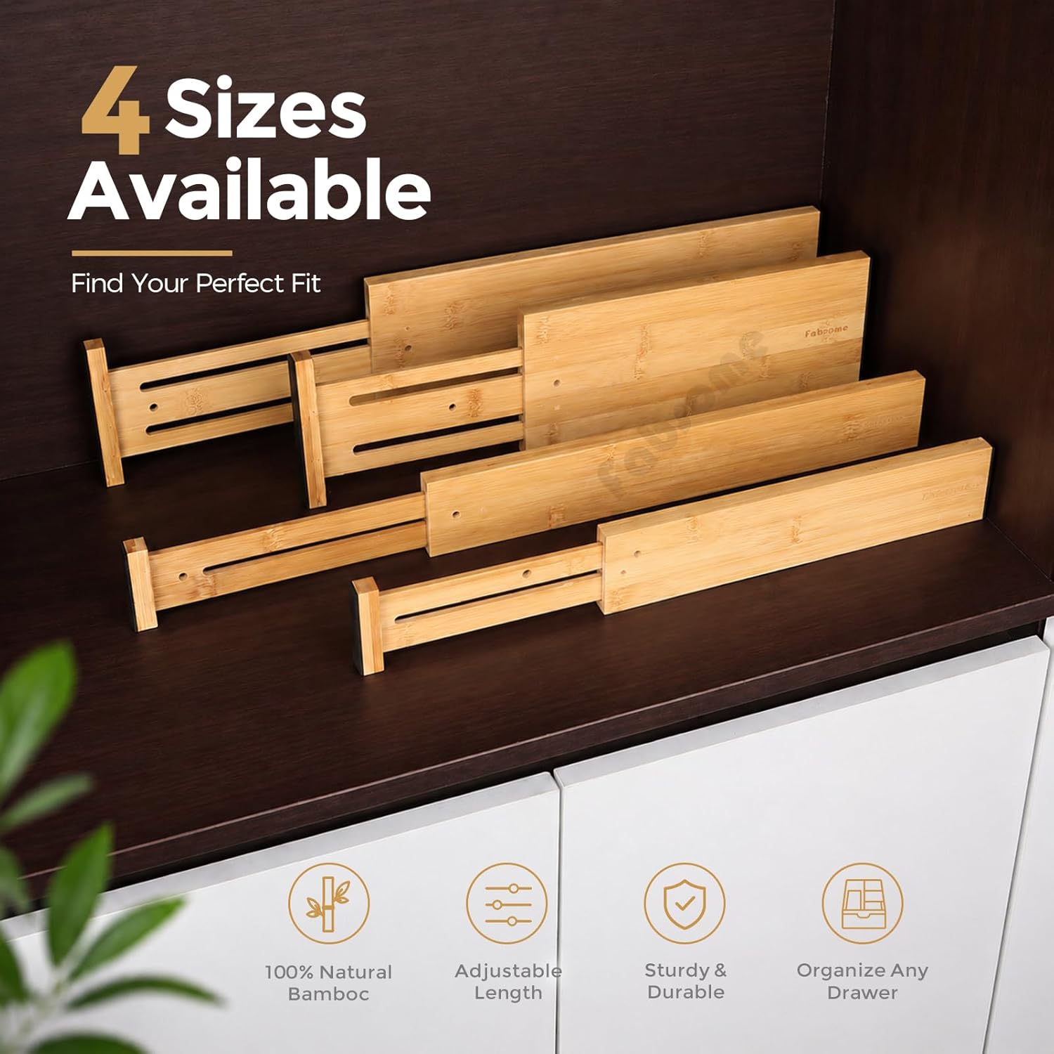 Drawer Divider 6 Pack, Bamboo Dresser Organizers for Clothes Socks Underwear Baby Clothing, Wooden Separators for
