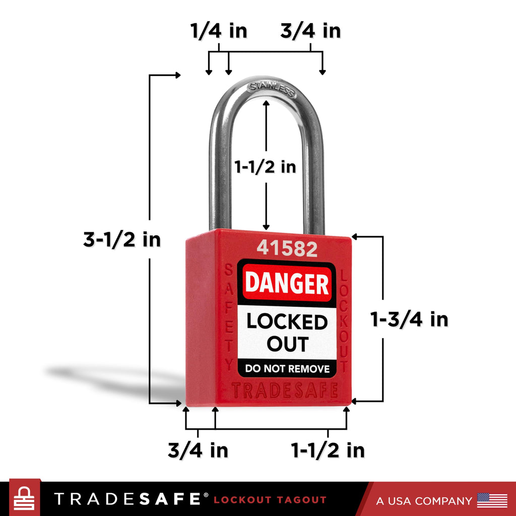 Lockout Locks, 10 Red Loto Locks Keyed Alike, 2 Keys Each