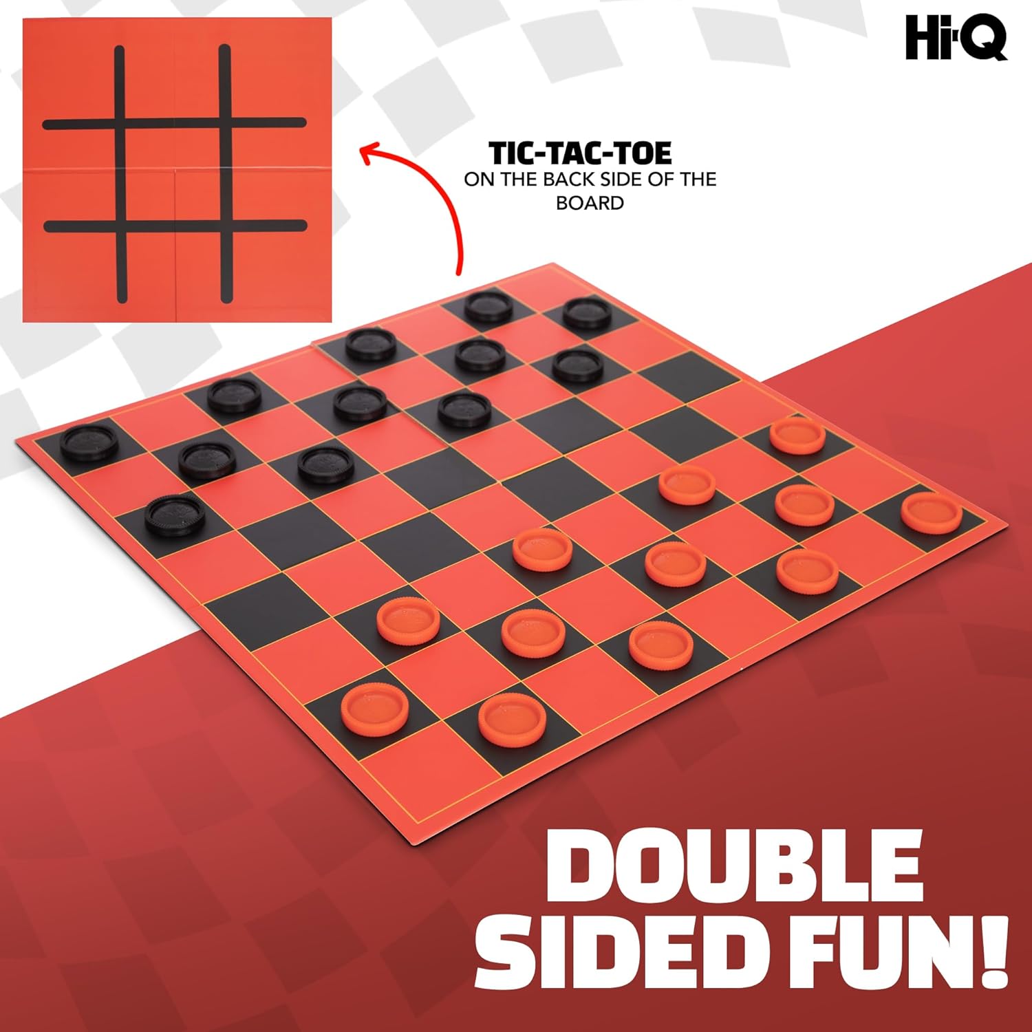 HI-Q Checkers & Tic-Tac-Toe Board Game Set – Classic Strategy for Kids & Family – Features Interlocking Stacking