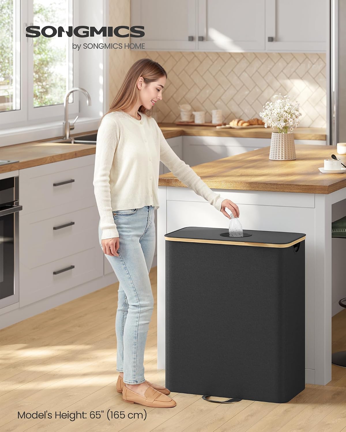Recycling Bin for Kitchen 37 Gallon. Bottle Recycling Container, Collection Bin