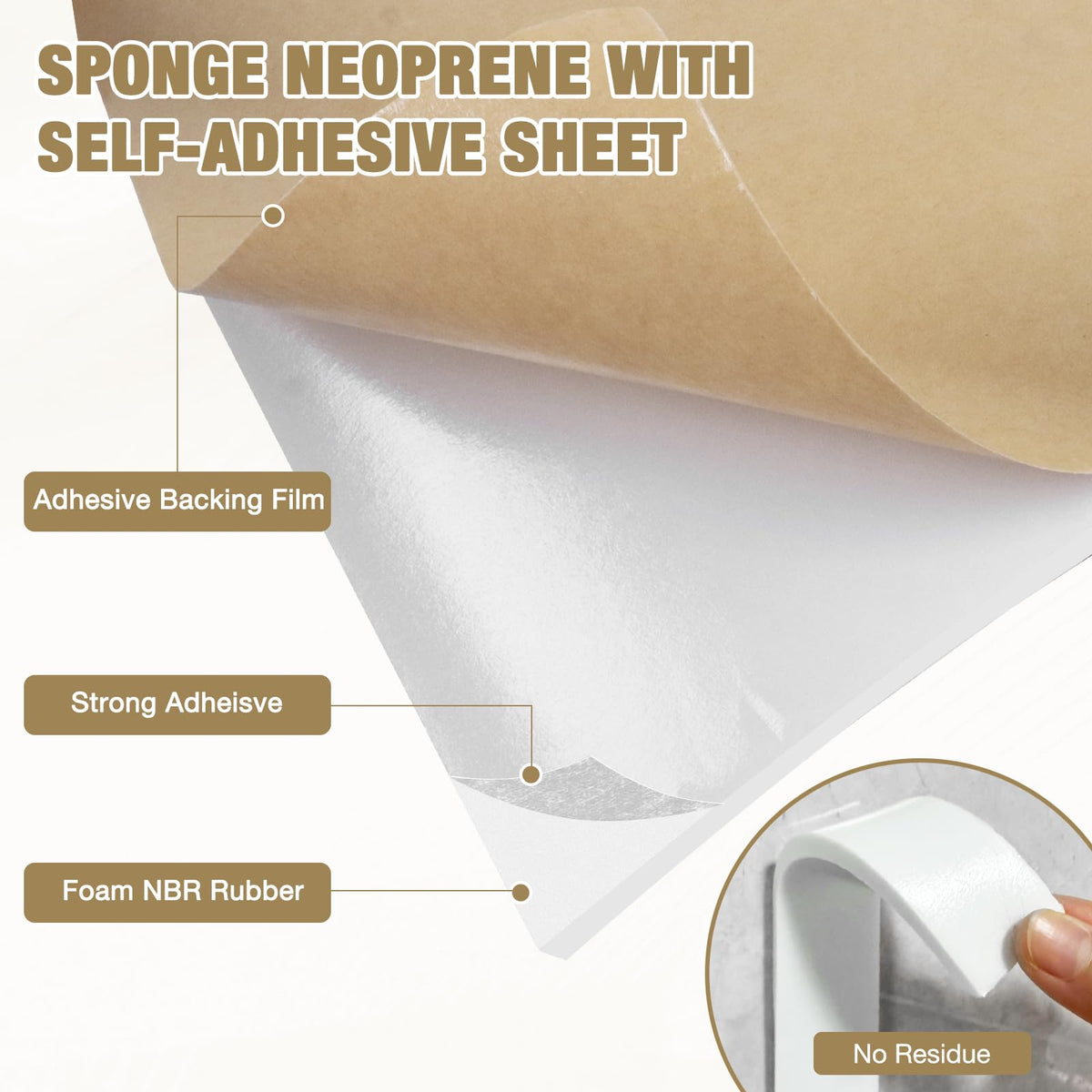 Sponge Neoprene Foam Padding Self Adhesive Foam Sheets, White