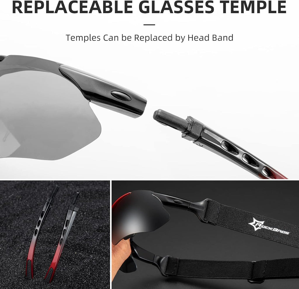 Polarized Cycling Glasses for Men, Sports Glasses with 5 Interchangeable Lens for Running, Pickleball, Baseball