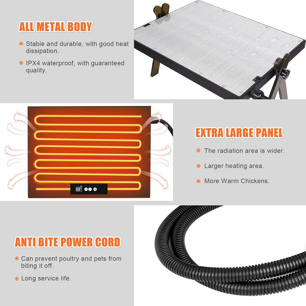 Large Chicken Coop Heater for Winter, Metal Panel