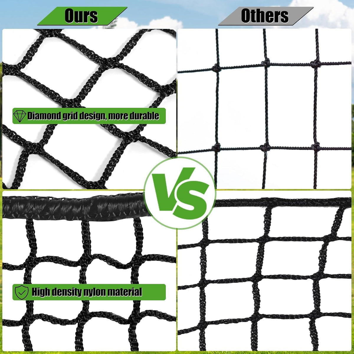 Golf Practice Net, 10Ft/15Ft/20Ft Golf Hitting Nets Heavy Duty Nylon Golf Netting for Garage Backyard