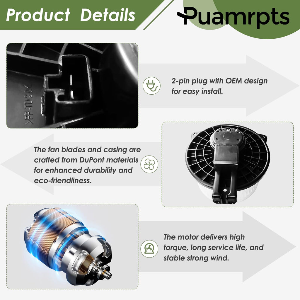 PUAMRPTS AC Heater Blower Motor Without Auto A/C, PM4106