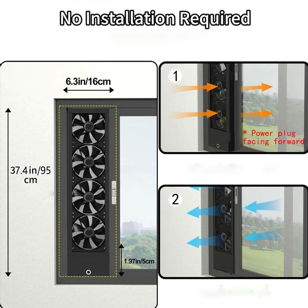 37.5-39.4 Inch Vertical Window Fan For Sliding Windows