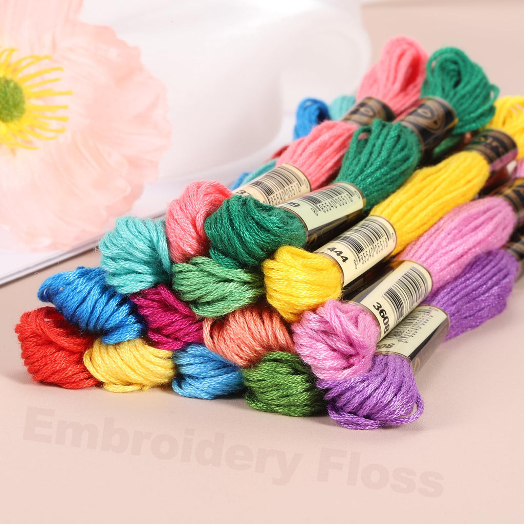 14 Skeins Embroidery Floss Polyester Multicolored Emerald Green