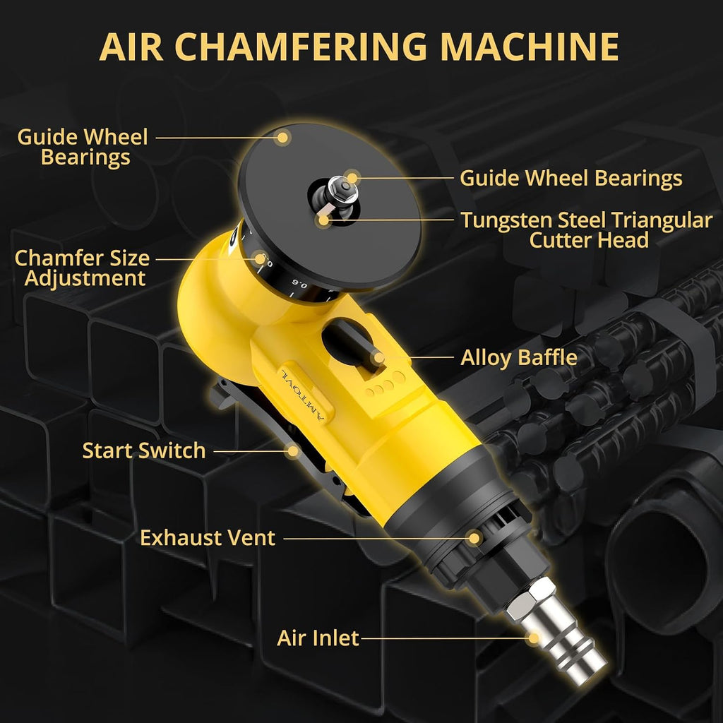 AMTOVL Pneumatic Chamfering Tool, Mini Air Chamfer Tool W/ 10C & 10R Blades