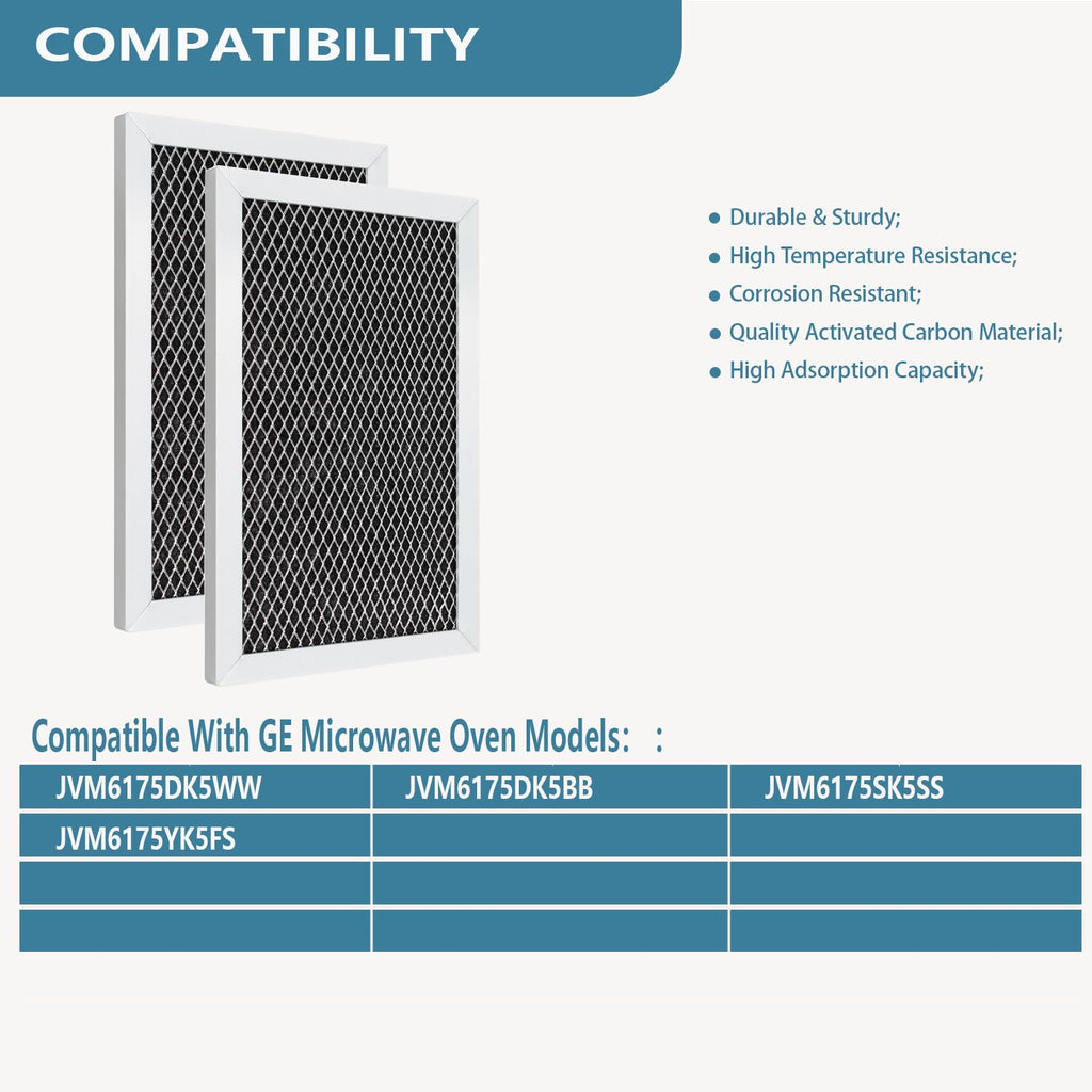 JVM6175DK5WW Microwave Charcoal Filter Compatible with GE 4.8"x7.6" 2 Pack