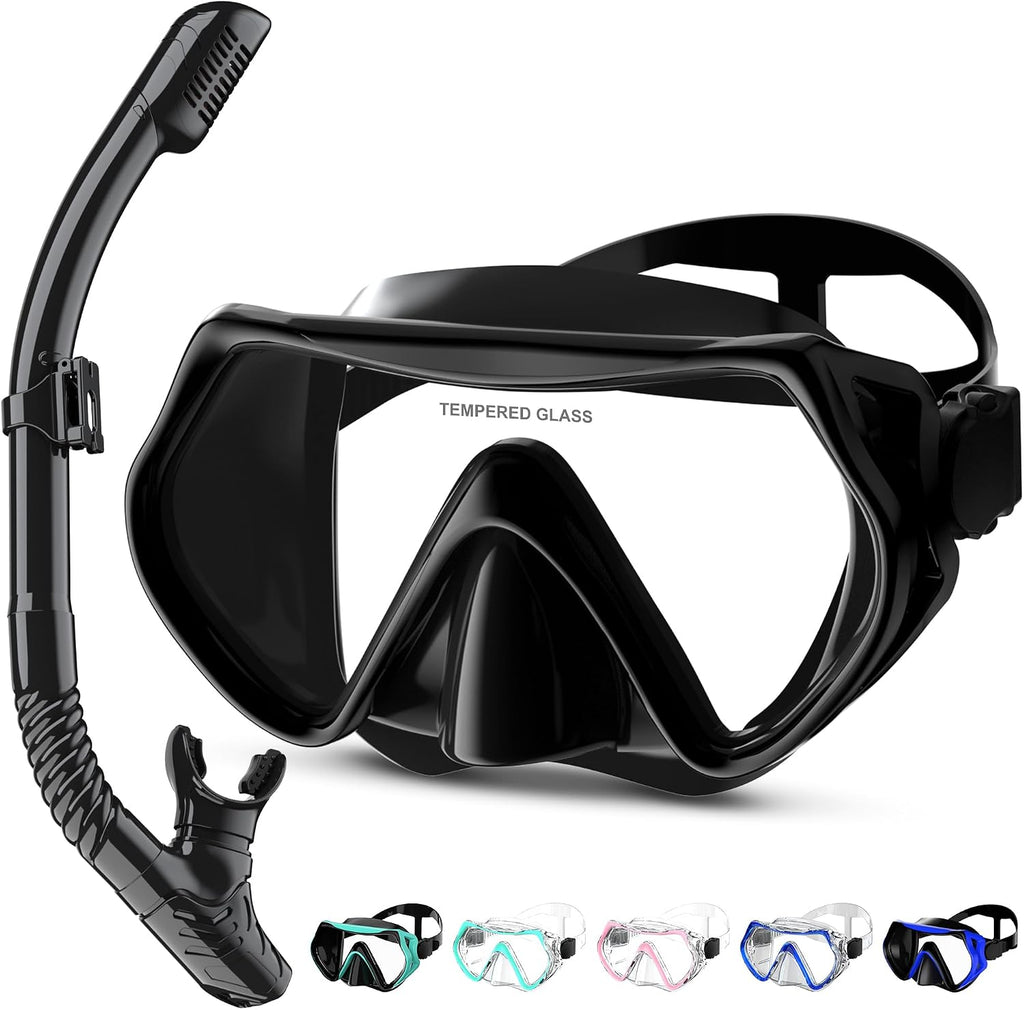 Dry Snorkel Set,Panoramic Wide View Anti-Fog Scuba Diving Mask,Professional Snorkeling Gear for Adults