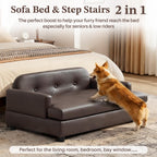 Luxury Dog Sofa Bed Elevated Pet Couch with Durable Waterproof Leather