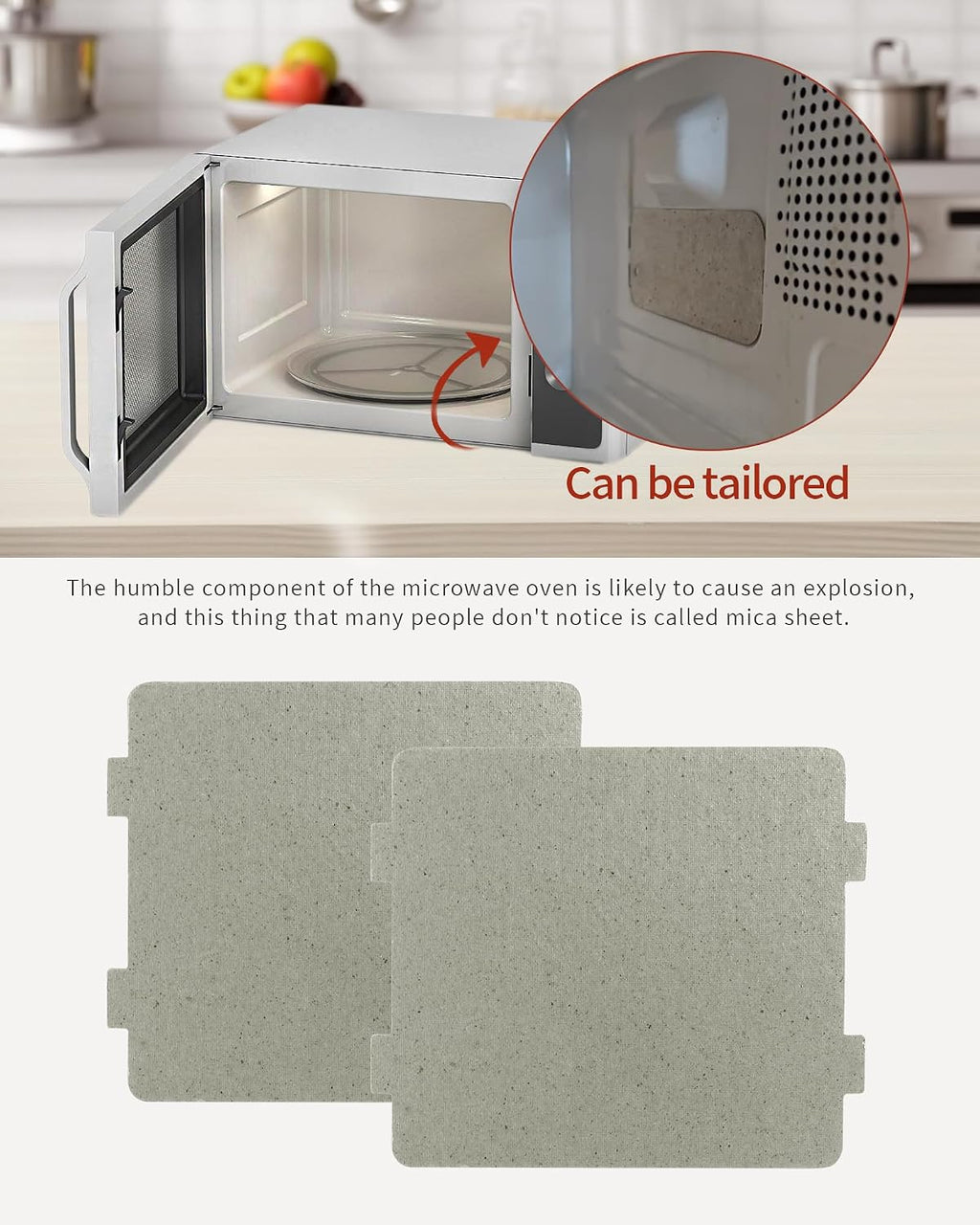 2 Pcs Waveguide Covers, Universal Mica Sheets for Microwave Oven 108mmx99mm