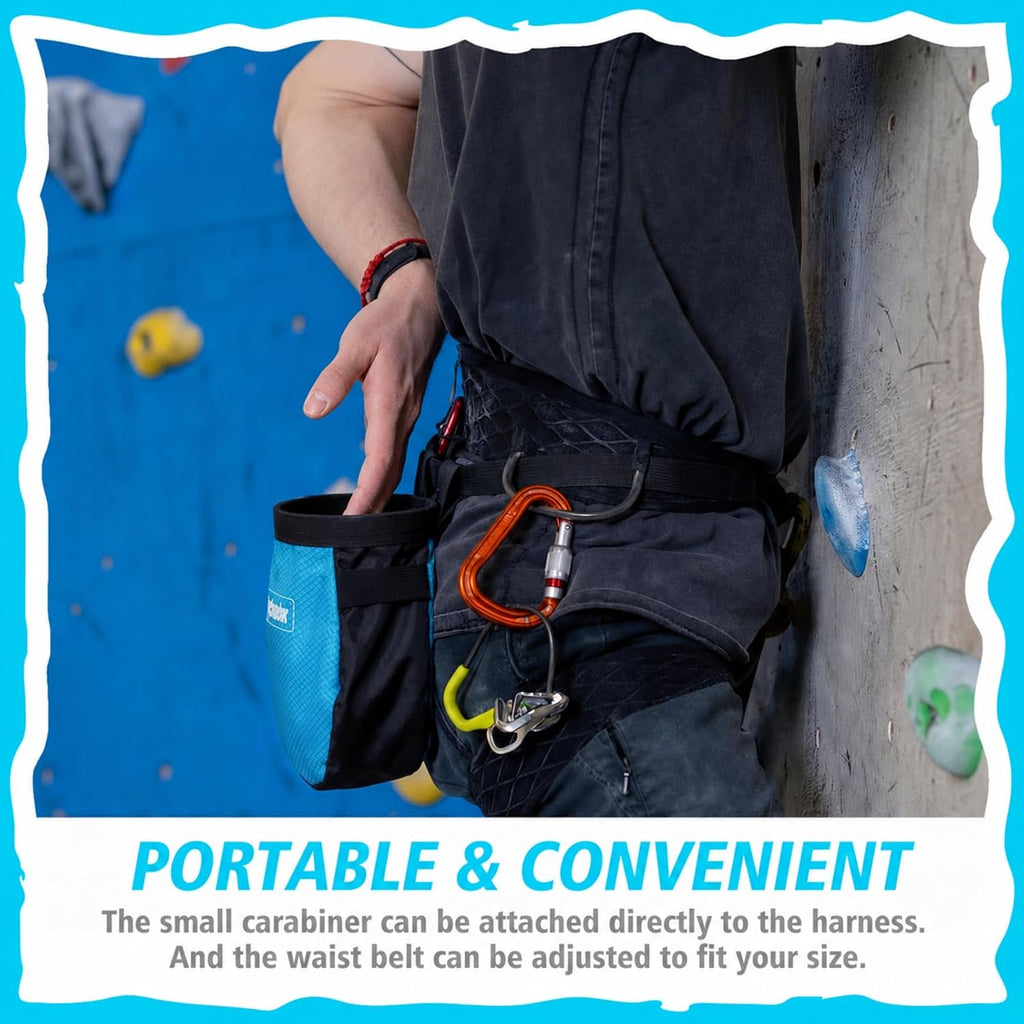 4 Pcs Climbing Chalk Bag Set Includes Chalk Bag, Brush and Ball Pouch with Adjustable Belt Waterproof Rock Equipment