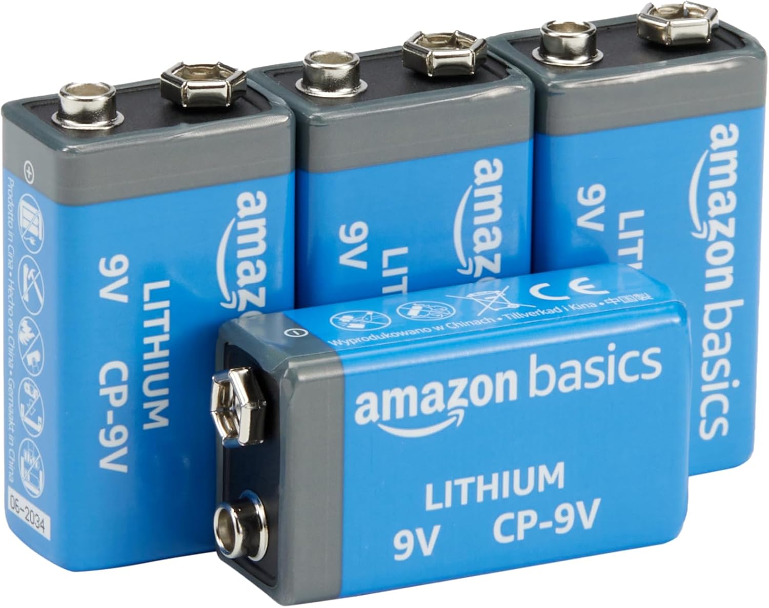 4-Pack 9 Volt Lithium High-Performance Batteries, 10-Year Shelf Life, Long Lasting Power
