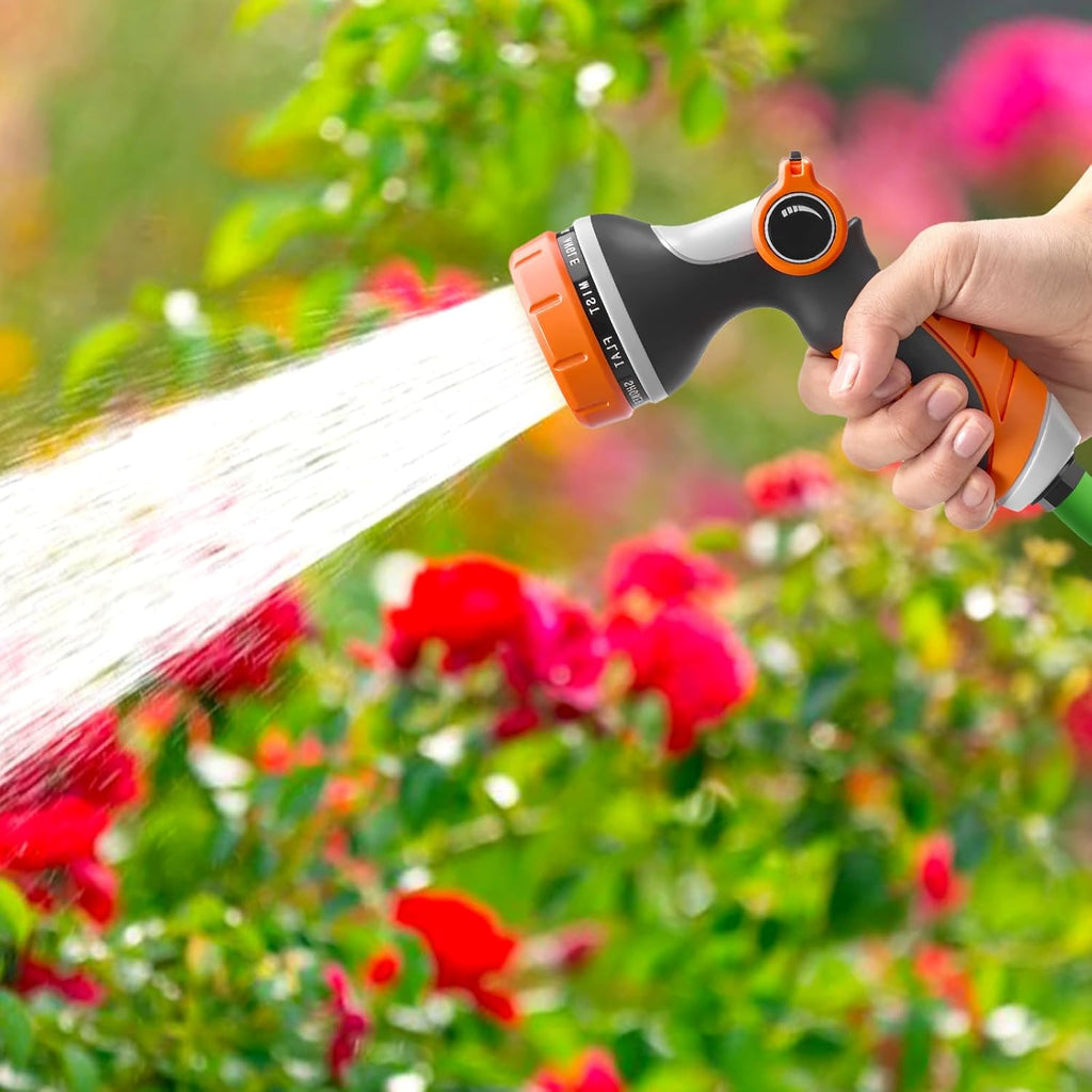 Garden Hose Nozzle,Hose Spray Nozzle with Adjustable 10 Watering Patterns,Slip Resistant High Pressure Water Hose