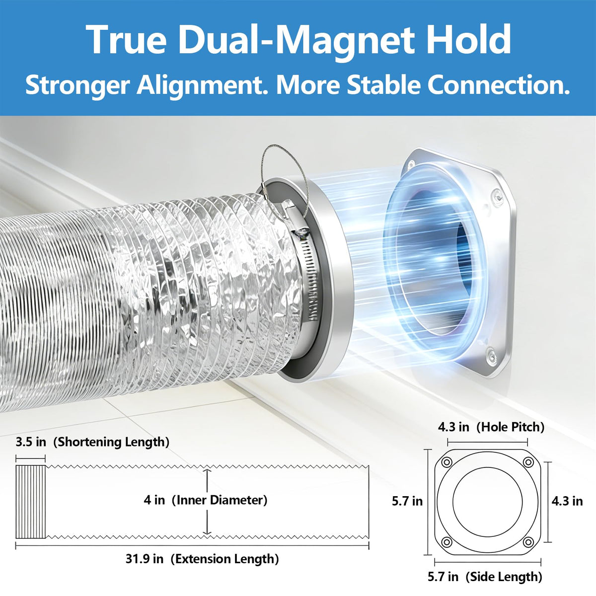 LEFFIS Magnetic Dryer Vent Connector Kit, 4 Inch
