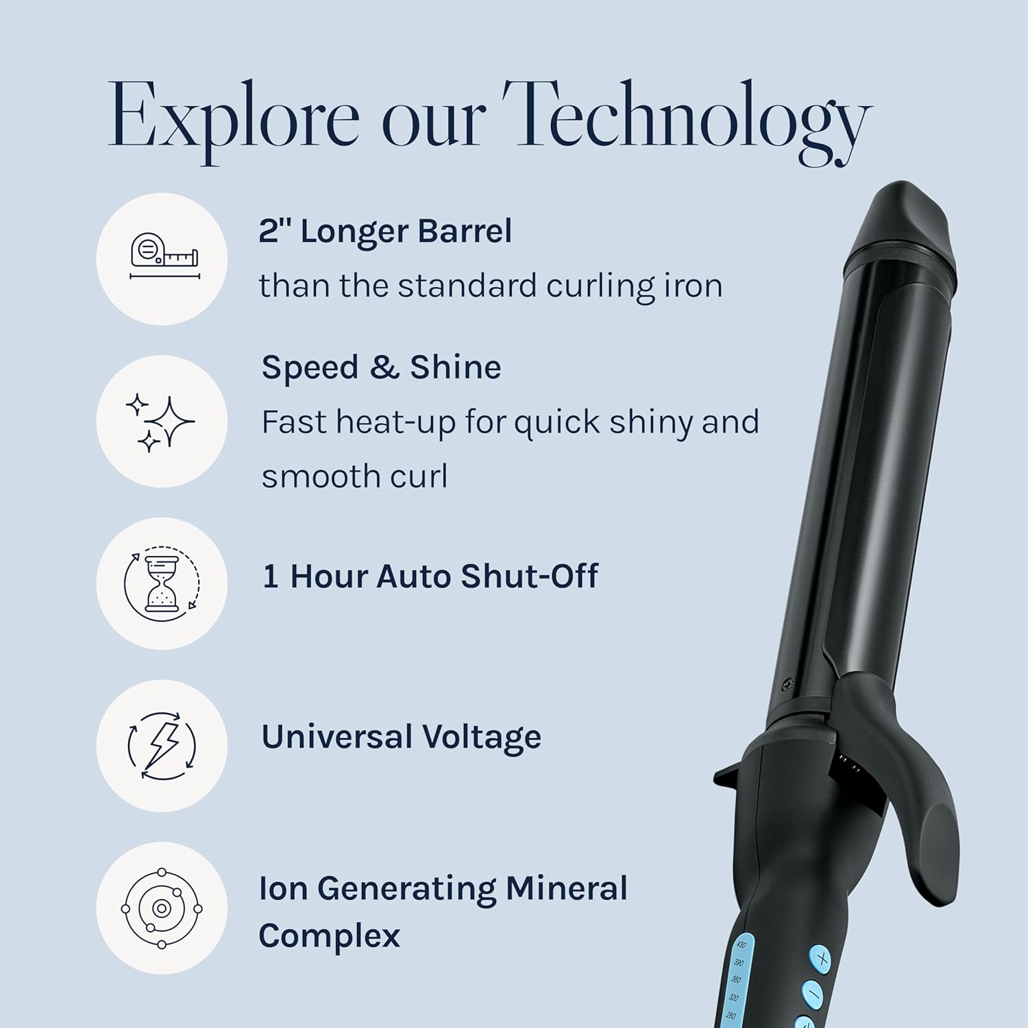 Long Barrel Curling Iron, Moisture Heat Technology & NanoIonic MX | Versatile Curling Styler with Longer Barrel for