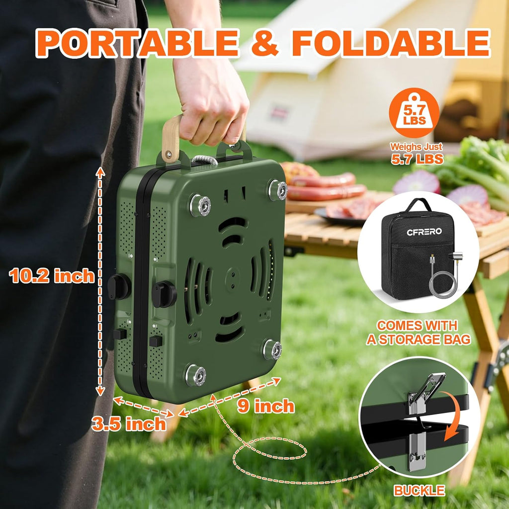 Propane 2-Burner Foldable Camping Stove with Carry Bag, Portable Propane Camp Stoves with Adjustable Burners & Piezo