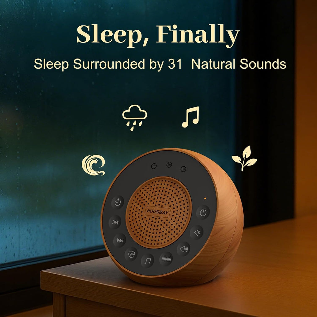 White Noise Machine with 31 Soothing Sounds, 5W Loud Stereo Sound, Auto-Off Timer, Adjustable Volume, Sleep Sound