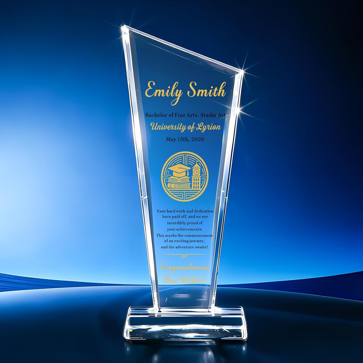 SHIP NEXT DAY, Custom K9 Crystal Trophy Recognition Awards With Logo & Text