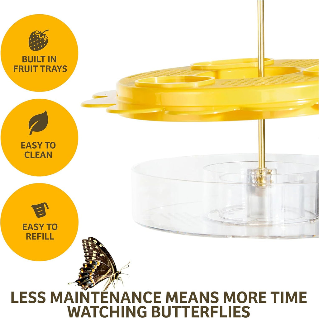 Flutterby 12 oz Outdoor Butterfly Feeder + 7.5 oz Nectar Bundle | Butterfly Feeding Station for Garden with Fruit