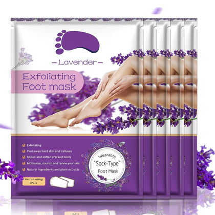 Foot Peeling Mask 5 Pack, Foot Peel Mask Remove Dead Skin, Rough Callus and Cracked Heels, Dry Skin Moisturizer for