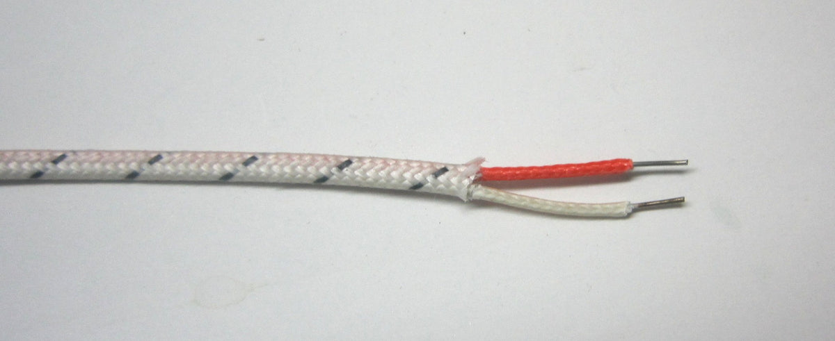 J-Type Thermocouple Wire AWG 24 Solid w. Braided Fiberglass Insulation - 10 Yard