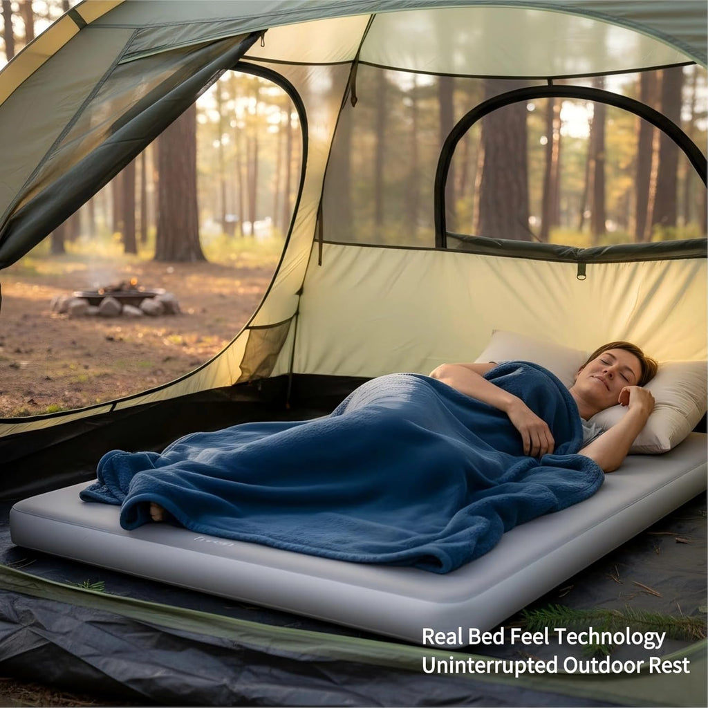 Camping Sleeping Pad Drop Stitch, Double 76" x 51"x4" | Waterproof Inflatable Air Mattress, 7 PSI Firm Support, Fast