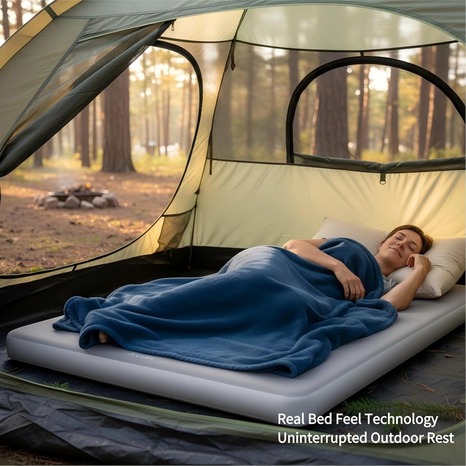 Camping Sleeping Pad Drop Stitch, Double 76" x 51"x4" | Waterproof Inflatable Air Mattress, 7 PSI Firm Support, Fast