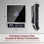 Portable Induction Cooktop Enhanced Version, One-Click Max Power 1800W Large Heating Coil Burner, Precise Temperature