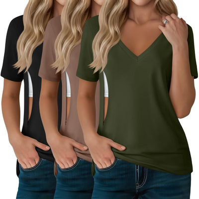 3 Pack Women's Nursing Tops Breastfeeding Shirts L 3Color