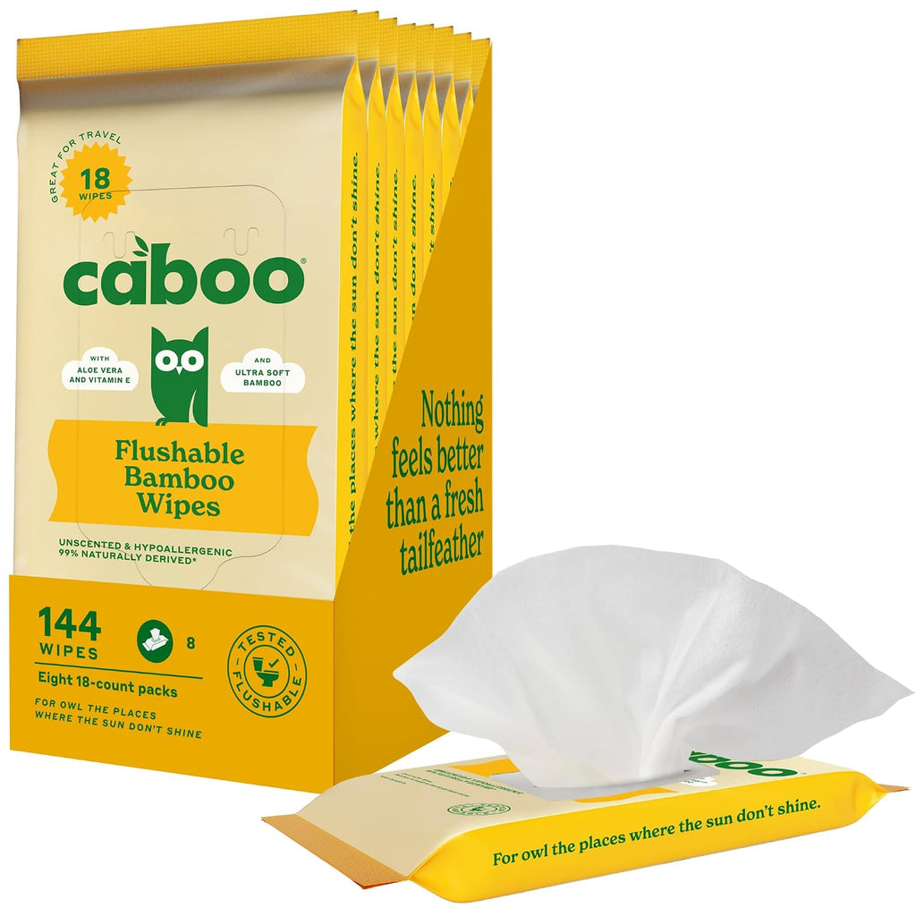 Tree Free Flushable Wipes, Septic Safe, 18 Wipes Per Pack, 144 Total