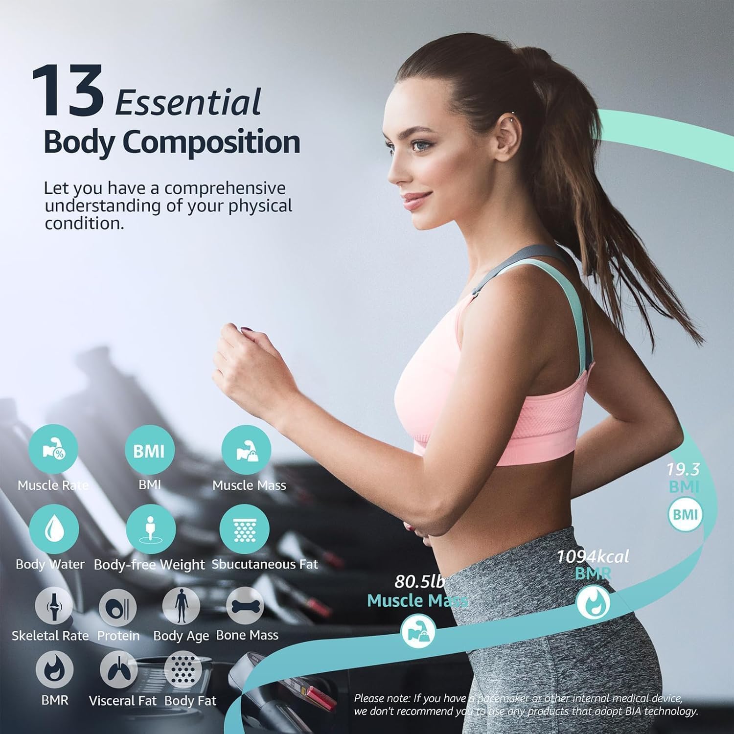 Scale for Body Weight, Digital Bathroom Smart Scale, 13 Body Composition Analyzer Sync Weight Scale BMI Health