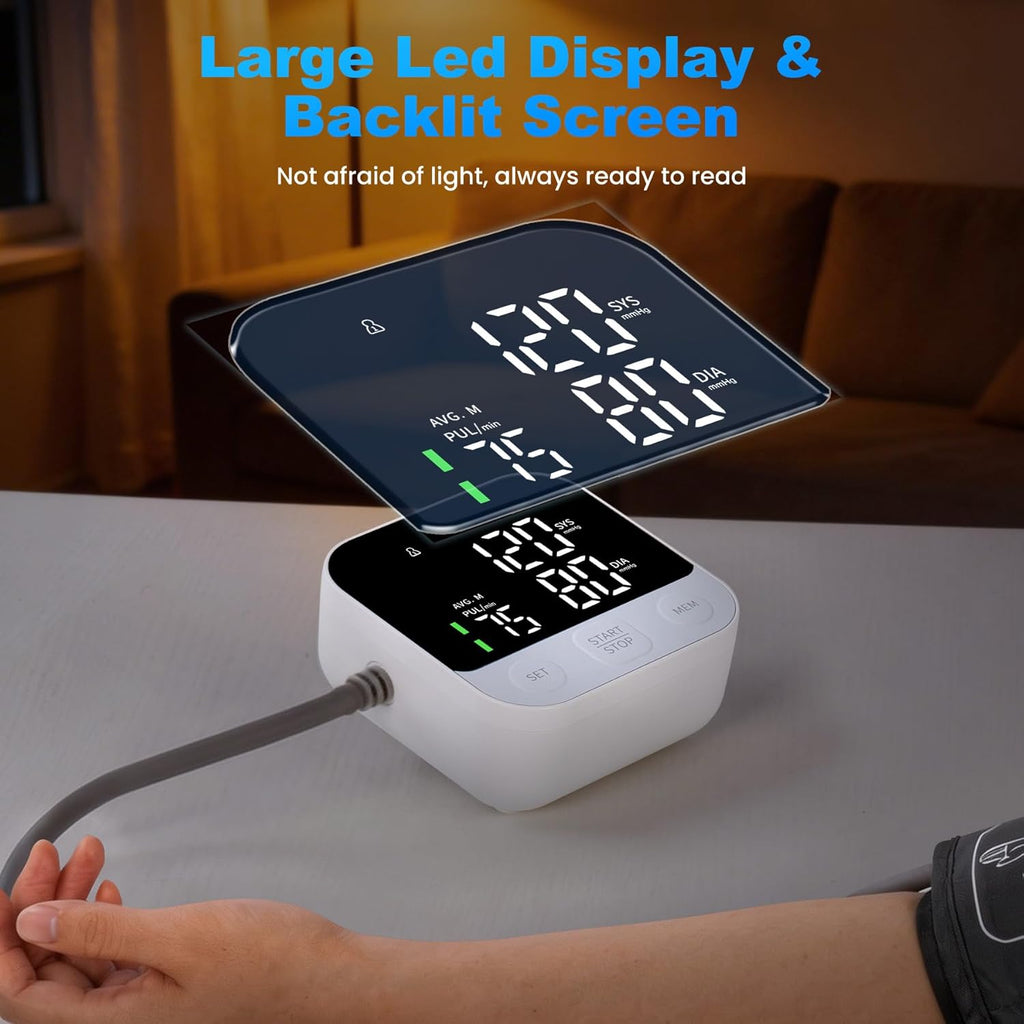 Blood Pressure Monitor Upper Arm Monitors Machine for Home Use Adjustable 8.7-16.5 inches Cuff Bp Machine with LED