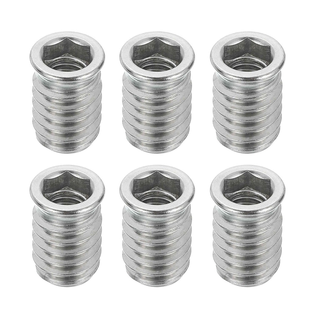 MECCANIXITY 6Pcs Threaded Inserts Nuts, M8x20mm Hex Socket Drive Nut Inserts for Wood - 304 Stainless Steel Screws Furniture Screw in Nuts Bolt Fastener Connector Wood