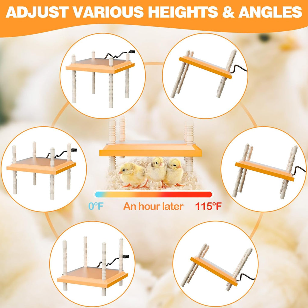 Chick Brooder Box with Heating Plate & Drawers for Max 15 Chicks 32x16x18''
