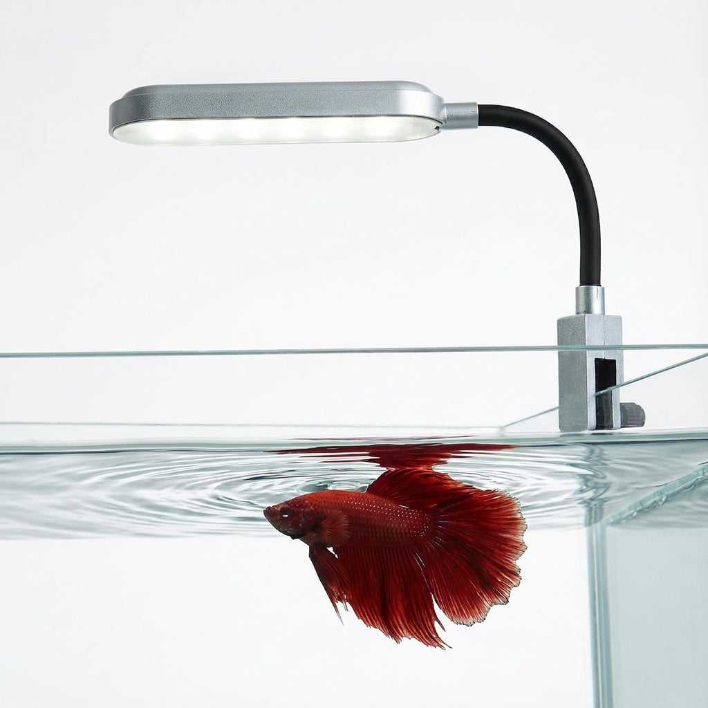 Slim Clip-On Aquarium Light 360° Adjustable LED Fish Tank Light for 1-5 Gallon Tanks, Enhances Fish Colors and
