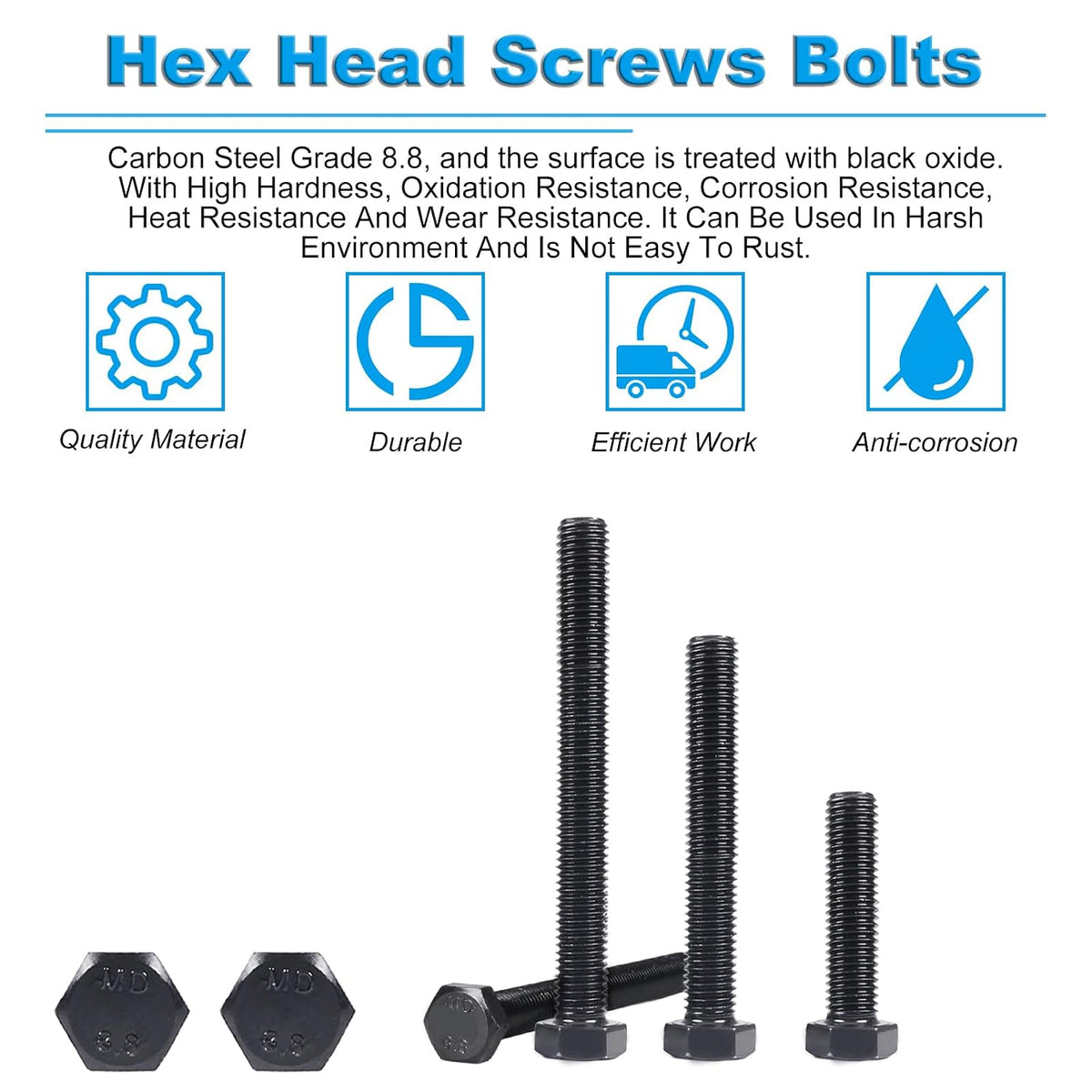 M8 Hex Bolts, M8-1.25 x 120mm Hex Head Bolts